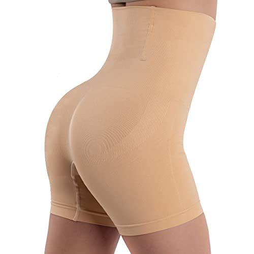 All Shapes of Beauty iederhose für Damen - Shape Hose - String Tanga Schnitt - Shapewear Kurze Hose - Miederpants ohne/mit Bein - Schwarz & Beige/ - figurforme (Mit Bein_Beige, M) von All Shapes of Beauty