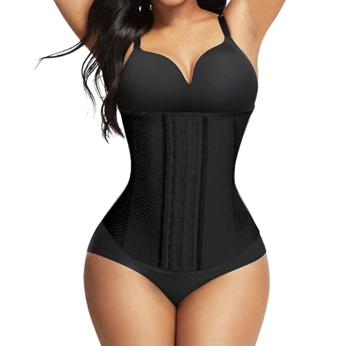 Korsett Damen - Formendes Corset - Corsage Top - Corsett für eine sexy Silhouette - schwarzer Waist Trainer für eine schlanke Taille - Shape-wear (9 Stahlstäbe - Atmungsaktiv, Schwarz, L) von All Shapes of Beauty