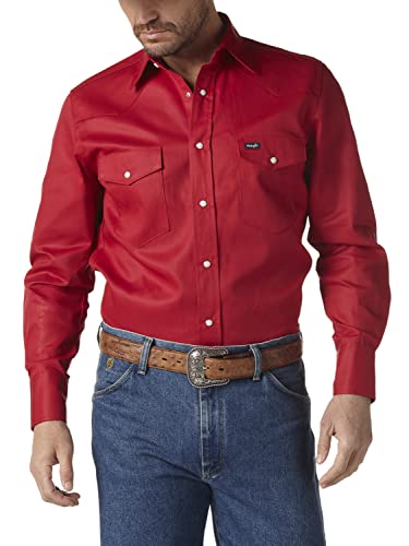 Wrangler Herren Western-Arbeitshemd Firm Finish - Rot - Mittel von Wrangler