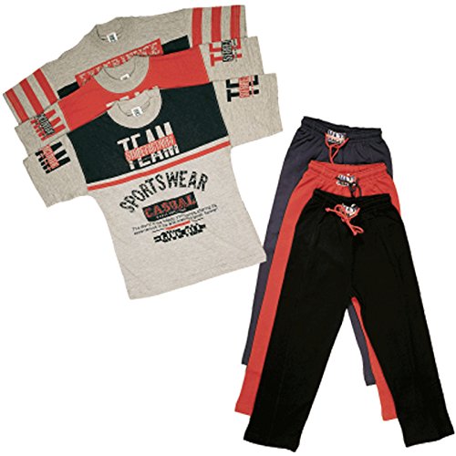 Kinder Jogginganzug - Trainingsanzug Sportanzug Freizeitanzug T-Shirt + Hose - Verschiedene Größen und Farben (116, Schwarz) von All Time Sportswear