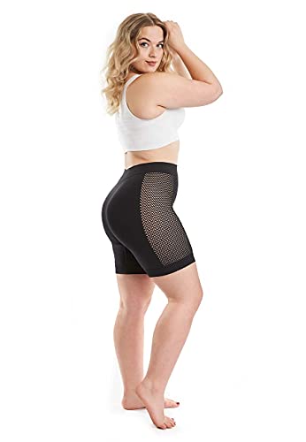 All Woman Bunte Urban Mesh Anti Chafing Slip Shorts in Übergröße, Schwarz , 24-28 von All Woman