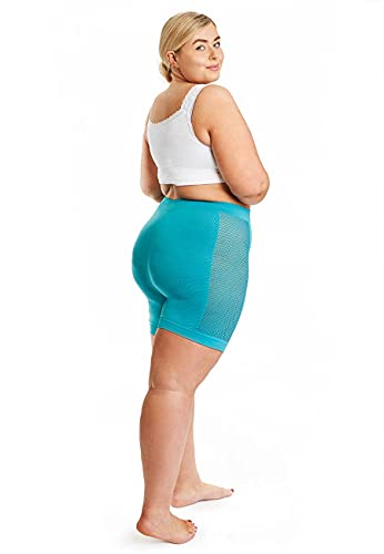 All Woman Bunte Urban Mesh Anti Chafing Slip Shorts in Übergröße, blaugrün, 24-28 von All Woman