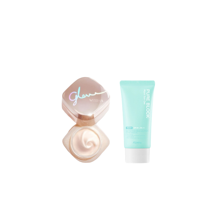 A'PIEU - Pure Block Aqua Sun Gel SPF50+ PA+++ X MISSHA - Glow Skin Balm - 50ml von All-in-one Sets