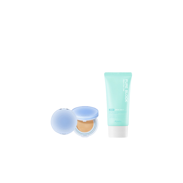 A'PIEU - Pure Block Aqua Sun Gel SPF50+ PA+++ X Romand - Bare Water Cushion - 20g - 25 Sand A'PIEU - Pure Block Aqua Sun Gel SPF50+ PA+++ X Romand - Bare Water Cushion - 20g - 25 Sand von All-in-one Sets
