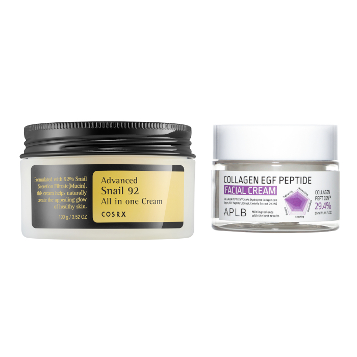 COSRX - Advanced Snail 92 All In One Cream - 100g + APLB - Collagen EGF Peptide Facial Cream - 55ml Set von All-in-one Sets