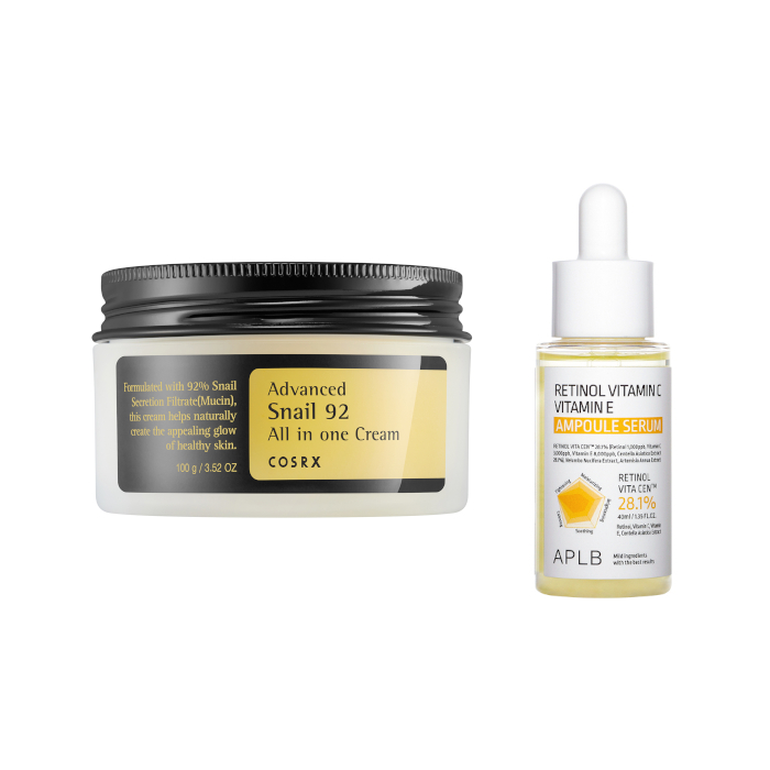 COSRX - Advanced Snail 92 All In One Cream - 100g + APLB - Retinol Vitamin C Vitamin E Ampoule Serum - 40ml Set COSRX - Advanced Snail 92 All In One Cream - 100g + APLB - Retinol Vitamin C Vitamin E Ampoule Serum - 40ml Set von All-in-one Sets