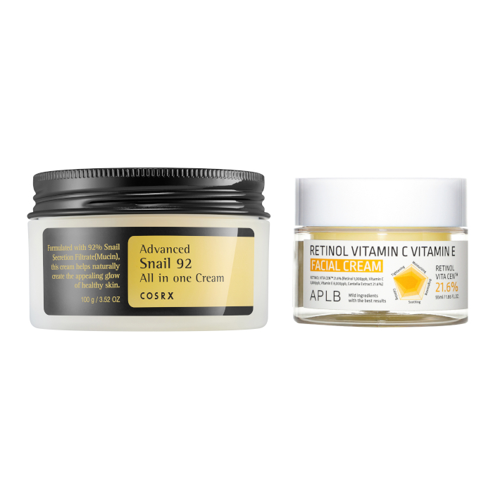 COSRX - Advanced Snail 92 All In One Cream - 100g + APLB - Retinol Vitamin C Vitamin E Facial Cream - 55ml Set von All-in-one Sets