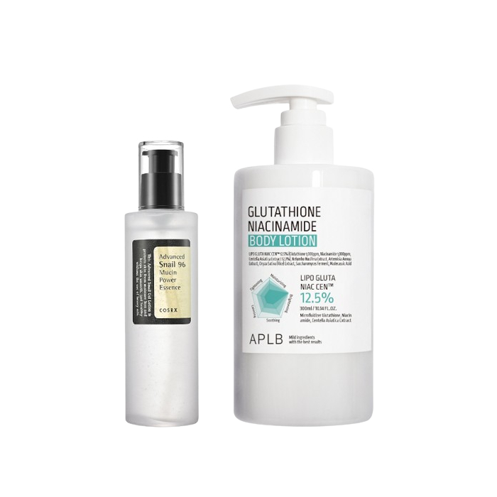 COSRX - Advanced Snail 96 Mucin Power Essence 100ml + APLB - Glutathione Niacinamide Body Lotion - 300ml Set von All-in-one Sets