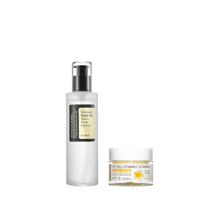 COSRX - Advanced Snail 96 Mucin Power Essence 100ml + APLB - Retinol Vitamin C Vitamin E Facial Cream - 55ml Set von All-in-one Sets