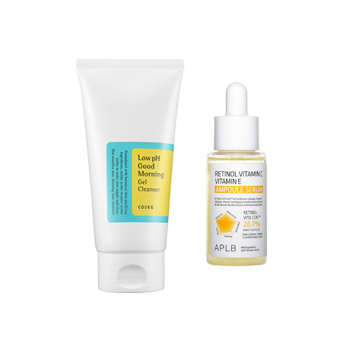 COSRX - Low pH Good Morning Gel Cleanser - 150ml + APLB - Retinol Vitamin C Vitamin E Ampoule Serum - 40ml Set von All-in-one Sets