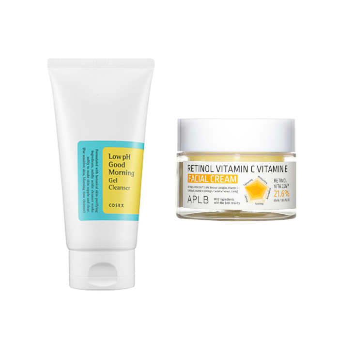 COSRX - Low pH Good Morning Gel Cleanser - 150ml + APLB - Retinol Vitamin C Vitamin E Facial Cream - 55ml Set von All-in-one Sets