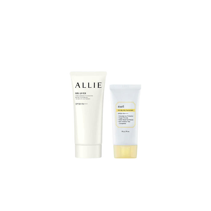 Dear; Klairs - All-day Airy Sunscreen SPF50+ PA++++ - 50g X Kanebo - Allie Gel UV EX SPF50+ PA++++ - 90g (New Version of ALLIE Dear; Klairs - All-day Airy Sunscreen SPF50+ PA++++ - 50g X Kanebo - Allie Gel UV EX SPF50+ PA++++ - 90g (New Version of ALLIE von All-in-one Sets