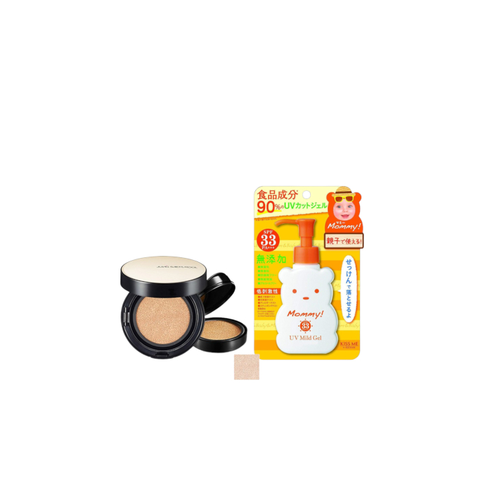 ISEHAN - Kiss Me Mommy UV Mild Gel SPF33 PA+++ - 100ml X Jung Saem Mool - Essential Skin Nuder Long Wear Cushion - 14g+14g -... von All-in-one Sets