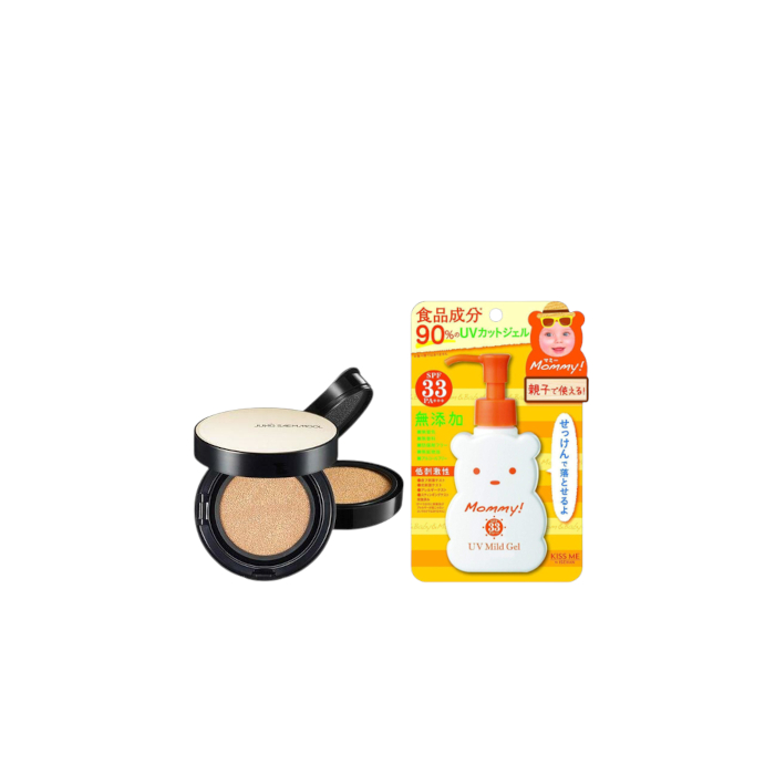 ISEHAN - Kiss Me Mommy UV Mild Gel SPF33 PA+++ - 100ml X Jung Saem Mool - Essential Skin Nuder Long Wear Cushion - 14g +14g -... von All-in-one Sets