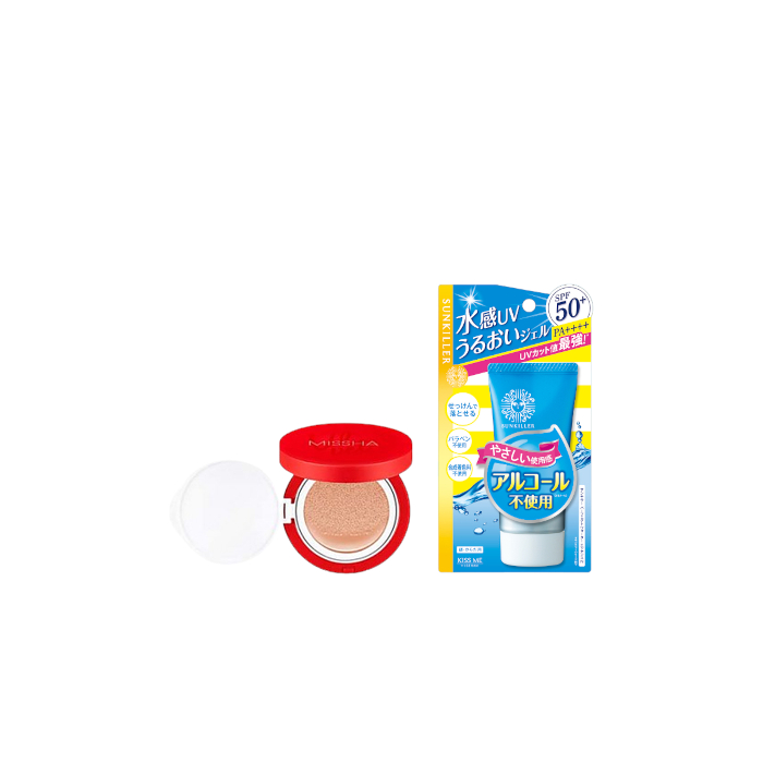 ISEHAN - Kiss Me Sunkiller Perfect Water Essence SPF50+ PA++++ - 50g X MISSHA - Velvet Finish Cushion SPF50+ PA+++ - 15g - 21 von All-in-one Sets
