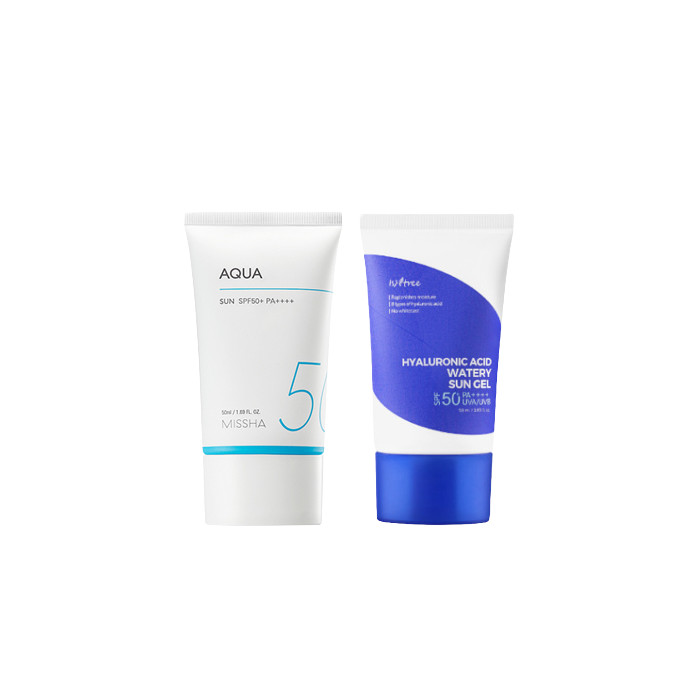 Isntree - Hyaluronic Acid Watery Sun Gel SPF50+ PA++++ - 50ml X MISSHA - All-Around Safe Block Aqua Sun SPF50+ PA++++ - 50ml Set Isntree - Hyaluronic Acid Watery Sun Gel SPF50+ PA++++ - 50ml X MISSHA - All-Around Safe Block Aqua Sun SPF50+ PA++++ - 50ml Set von All-in-one Sets