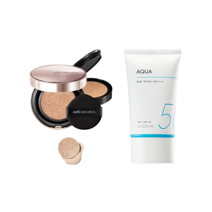 Jung Saem Mool - Masterclass Radiant Cushion - Cushion 15g + Refill 15g - N1 Ivory (1ea) + MISSHA - All-Around Safe Block Aqua von All-in-one Sets