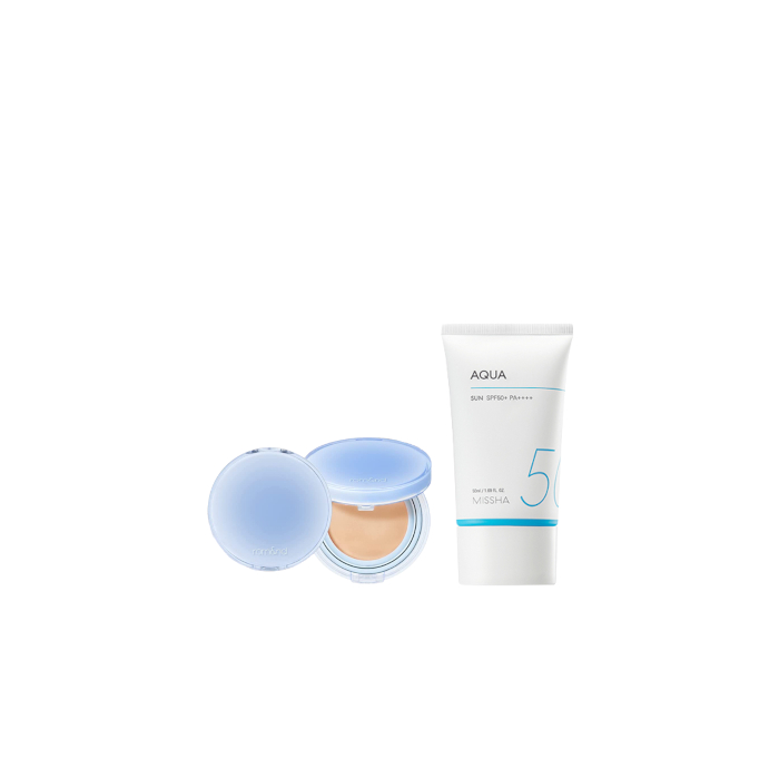 MISSHA - All Around Safe Block Essence Sun SPF45 PA+++ - 50ml X Romand - Bare Water Cushion - 20g - 23 Beige MISSHA - All Around Safe Block Essence Sun SPF45 PA+++ - 50ml X Romand - Bare Water Cushion - 20g - 23 Beige von All-in-one Sets