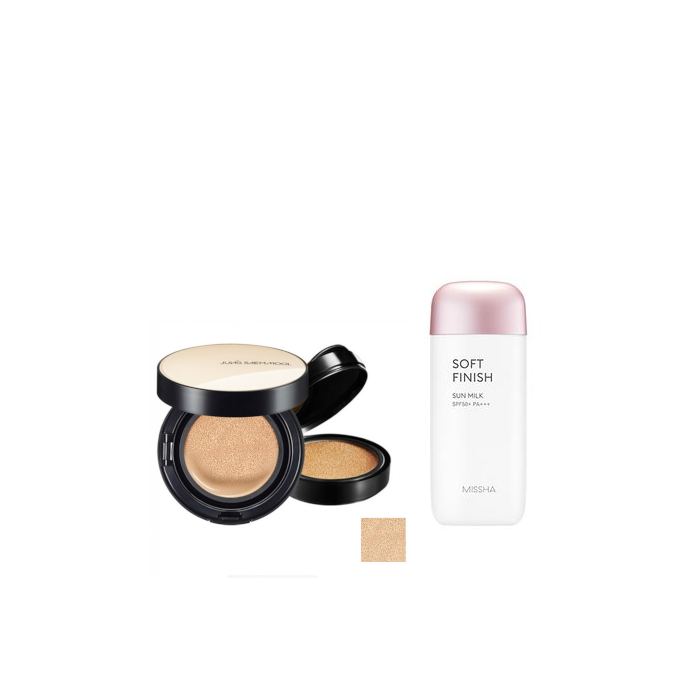 MISSHA - All-Around Safe Block Soft Finish Sun Milk SPF50+ PA+++ - 70ml X Jung Saem Mool - Essential Skin Nuder Cushion -... von All-in-one Sets