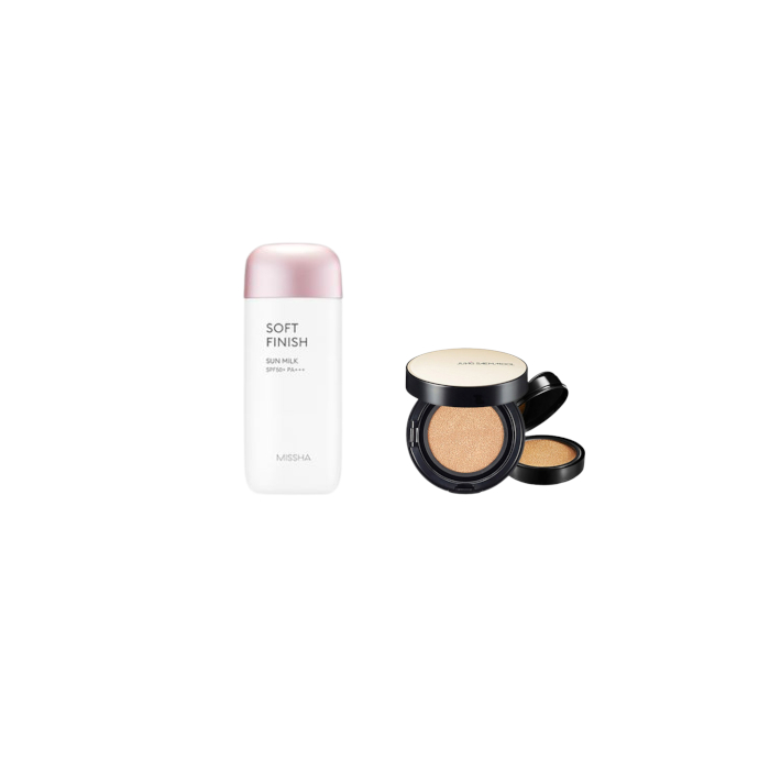 MISSHA - All-Around Safe Block Soft Finish Sun Milk SPF50+ PA+++ - 70ml X Jung Saem Mool - Essential Skin Nuder Long Wear... von All-in-one Sets