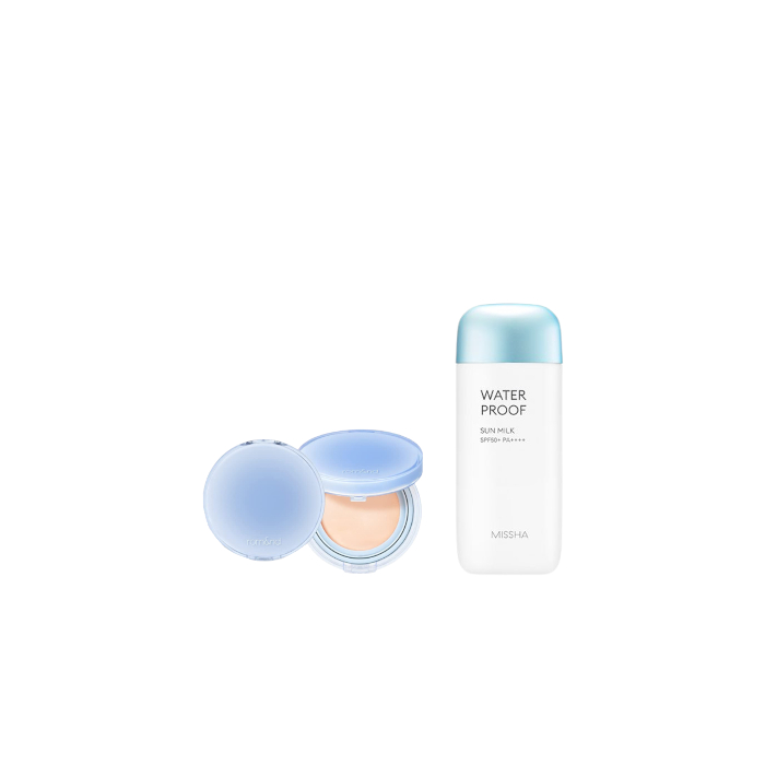 MISSHA - All-Around Safe Block Waterproof Sun Milk SPF 50+/PA++++ - 70ml X Romand - Bare Water Cushion - 20g - 17 Porcelain MISSHA - All-Around Safe Block Waterproof Sun Milk SPF 50+/PA++++ - 70ml X Romand - Bare Water Cushion - 20g - 17 Porcelain von All-in-one Sets