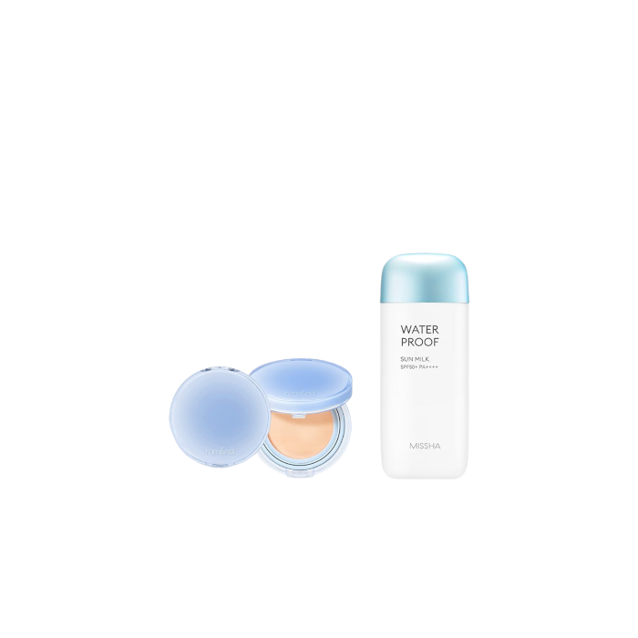 MISSHA - All-Around Safe Block Waterproof Sun Milk SPF 50+/PA++++ - 70ml X Romand - Bare Water Cushion - 20g - 21 Natural MISSHA - All-Around Safe Block Waterproof Sun Milk SPF 50+/PA++++ - 70ml X Romand - Bare Water Cushion - 20g - 21 Natural von All-in-one Sets
