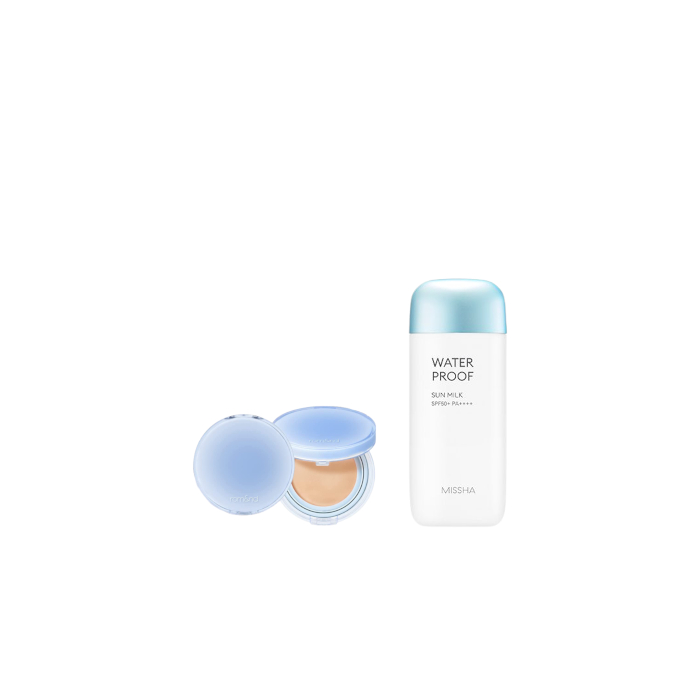 MISSHA - All-Around Safe Block Waterproof Sun Milk SPF 50+/PA++++ - 70ml X Romand - Bare Water Cushion - 20g - 23 Beige MISSHA - All-Around Safe Block Waterproof Sun Milk SPF 50+/PA++++ - 70ml X Romand - Bare Water Cushion - 20g - 23 Beige von All-in-one Sets