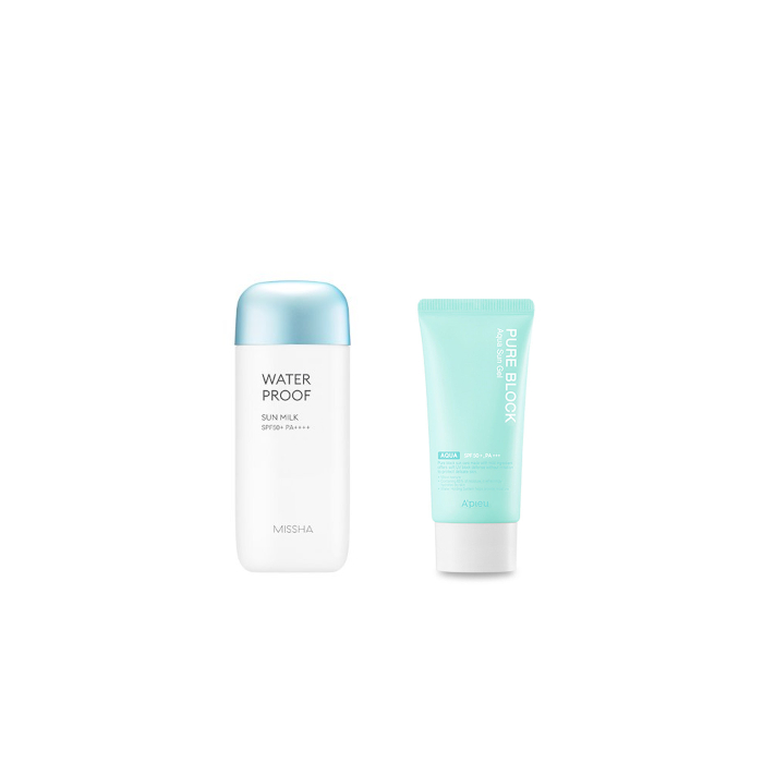 Missha All-Around Safe Block Waterproof Sun Milk + A'PIEU Pure Block Aqua Sun Gel Sunscreen (1ea) Set von All-in-one Sets