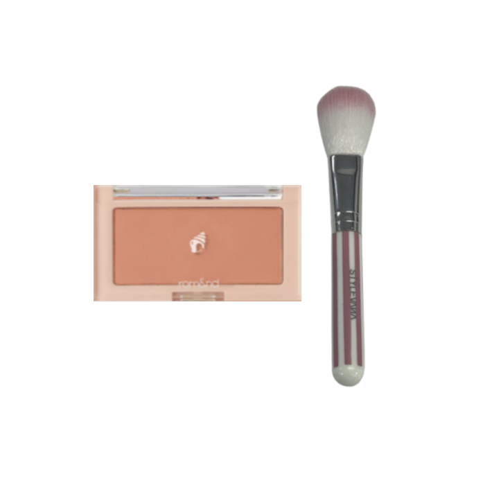 Romand - Better Than Cheek (2022 New Version) - 4g - C04 Pear Chip (1ea) + MissLady - Cheek Brush - Pink and White (1ea)Set von All-in-one Sets