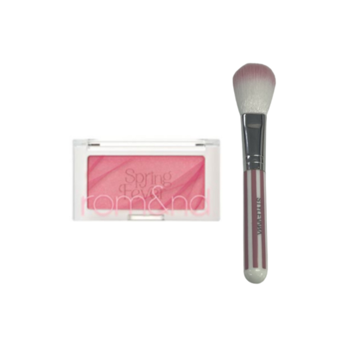 Romand - Better Than Cheek - 4g - S02 Lychee Chip (1ea) + MissLady - Cheek Brush - Pink and White (1ea)Set von All-in-one Sets