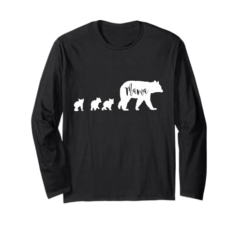Mama Bär Mama Mutter mit DREI 3 Jungen Langarmshirt von All in the Bear Family