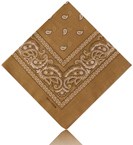 All u need Bandana Muster Scarf Nikki Tuch Kopftuch Cotton 100% Baumwolle Travel Reisen Schal (Paisley Beige) von All u need