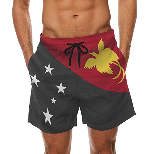 All3DPrint Herren Badeshorts mit Taschen Papua-New Guinea Flag Gr. L, Multi von All3DPrint