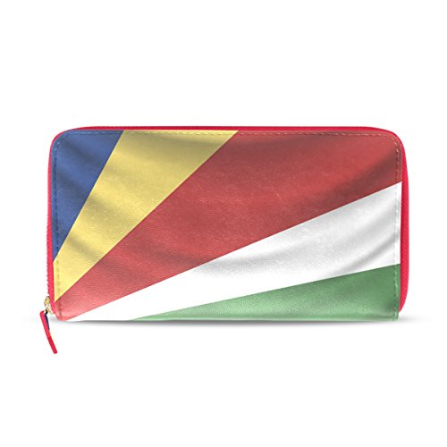 Damen Geldbörse Leder Seychellen Flagge Handtasche Clutch, Kartenhalter Geldbörse Handtasche Geschenk für Ihr Mädchen von All3DPrint