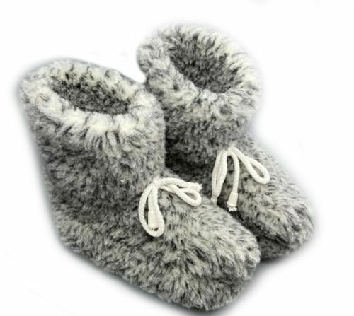 All4All Damen Hüttenschuhe Herren 36 37 38 39 40 41 42 43 44 45 46 Schafwolle Hausschuhe Gefüttert Pantoffeln Warm Grau (numeric_41) von All4All