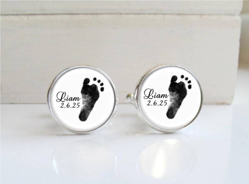 Fußabdruck-Manschettenknöpfe, Personalisierte Manschettenknöpfe, Die Mit Dem Fußabdruck Ihres Kindes Erstellt Wurden, Manschettenknöpfe Für Papa von AllAboutYouCreations