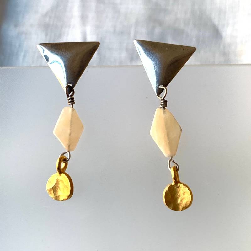 Vintage Aventurin Ohrhänger/1980Er Jahre Retro Ohrringe Perlen in Sterling Silber + Gold Vermeil Mit Stein von AllAccessArt