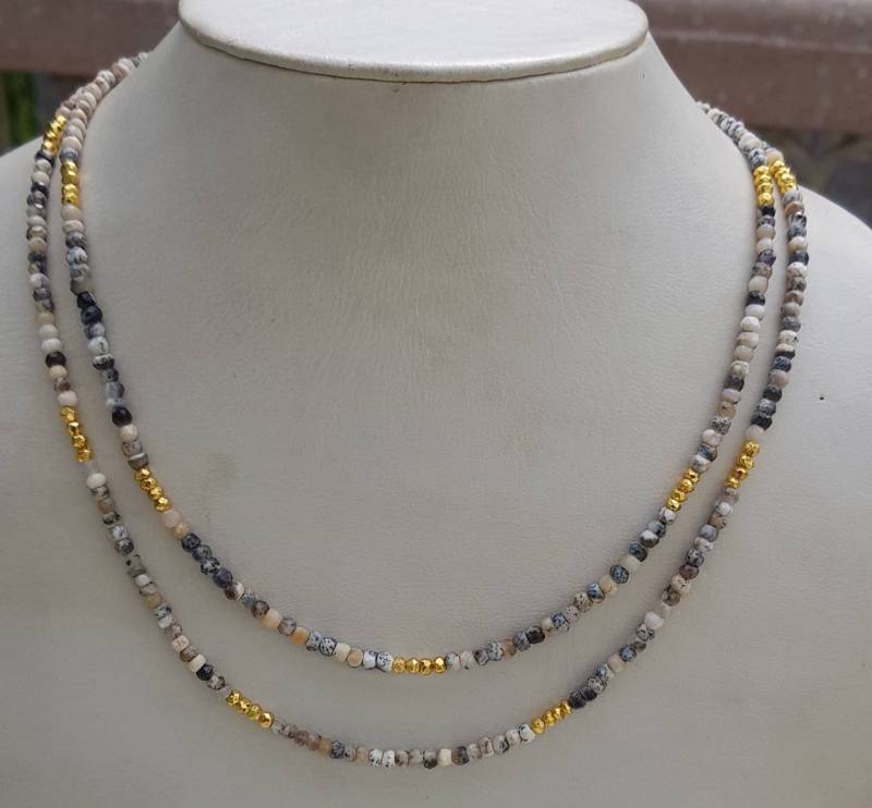 Dendritenopal 40 Inch Halskette Goldener Pyrit, 925Er Silberverschluss von AllBeadsWorldShop