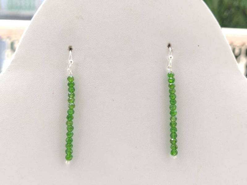 Chromdiopsid Sterling Silber 925 Ohrhänger, 38 Mm Länge von AllBeadsWorldShop