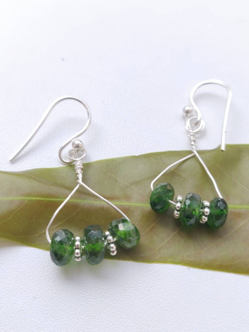 Chromdiopsid Sterling Silber Ohrringe Handgefertigte Edelstein Schmucksteine 925 | 2514 Mm von AllBeadsWorldShop