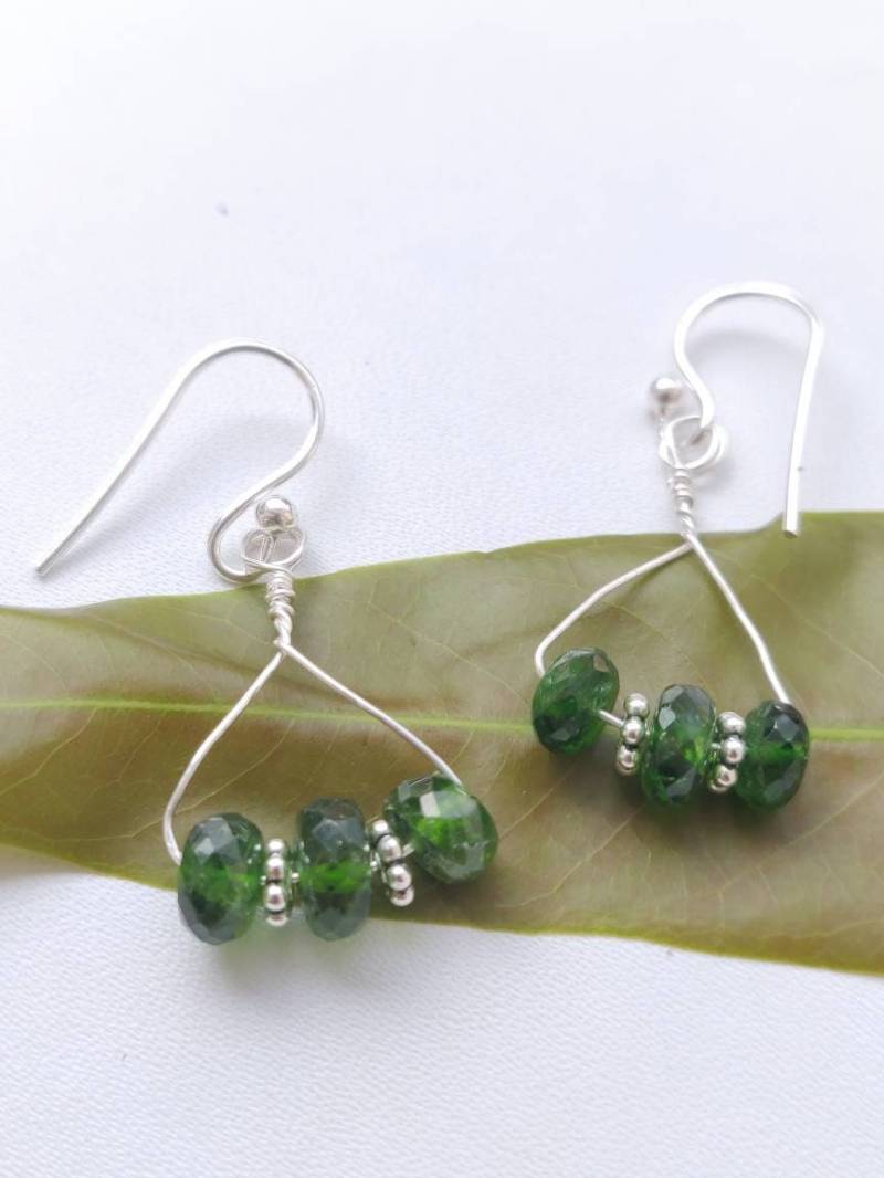 Chromdiopsid Sterling Silber Ohrringe Handgefertigte Edelstein Schmucksteine 925 | 2514 Mm von AllBeadsWorldShop