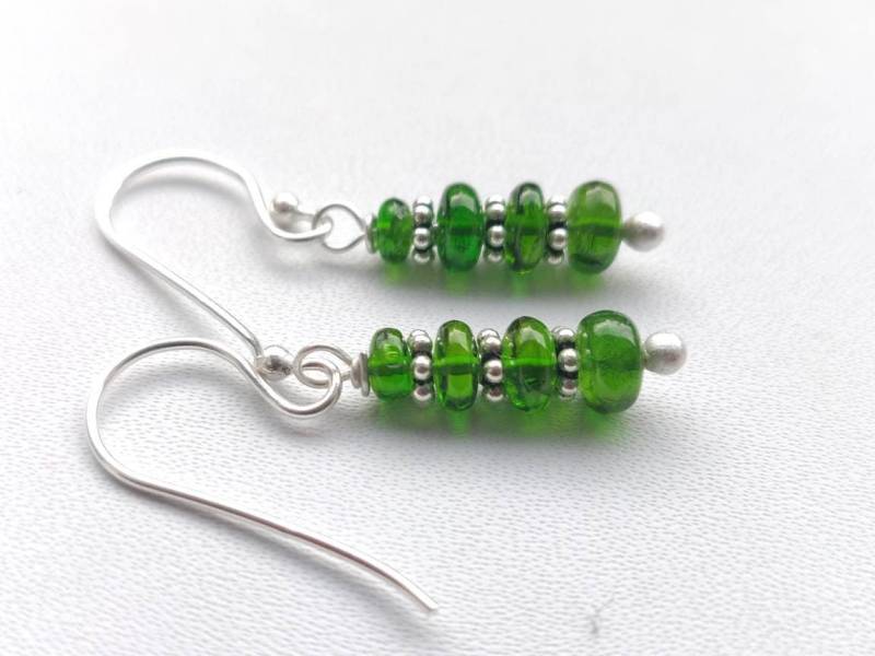Chromdiopsid Sterlingsilber 925 Ohrringe 20 Mm Länge Edelstein-Rondell-Perlen von AllBeadsWorldShop