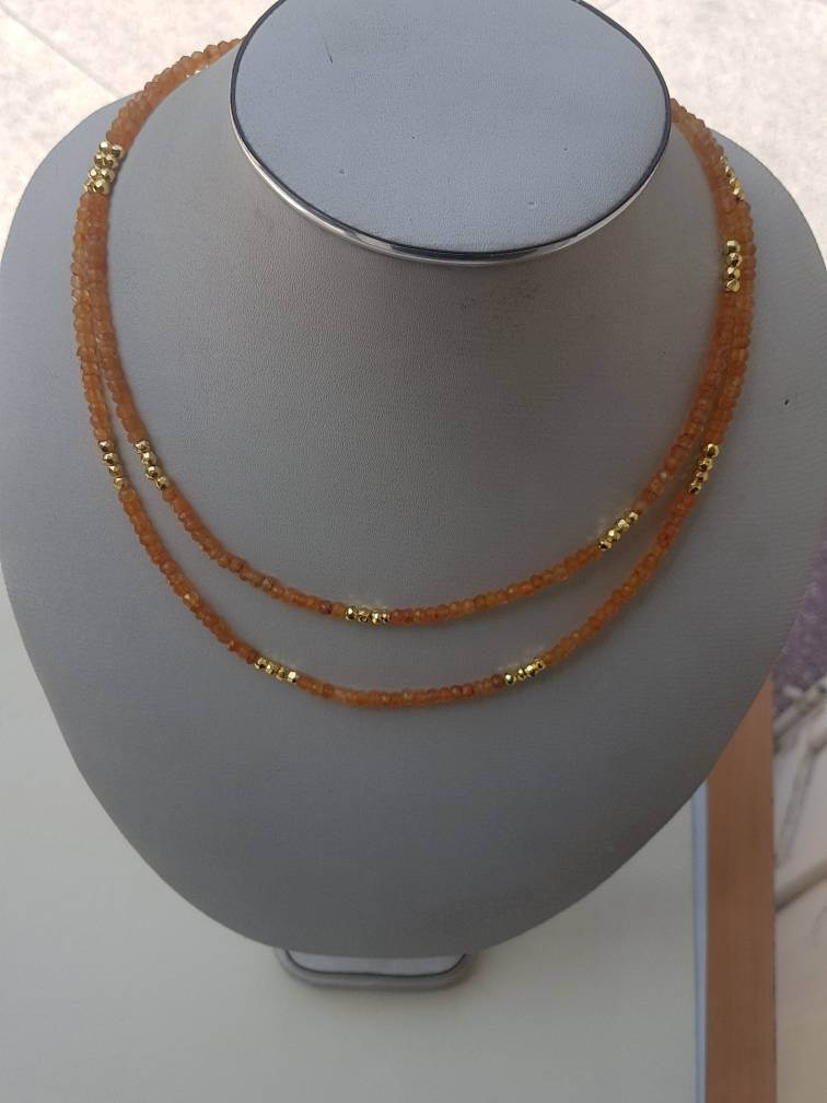 Facettierte Goldene Pyrit-Perlen, 925 Silber-Verschluss, 102 cm von AllBeadsWorldShop