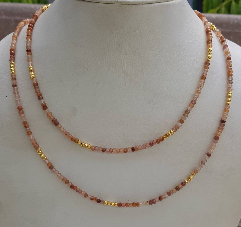 Kupfer Rutilquarz & Goldpyrit 40-Zoll-Halskette Mit Verschluss Aus 925Er Silber von AllBeadsWorldShop
