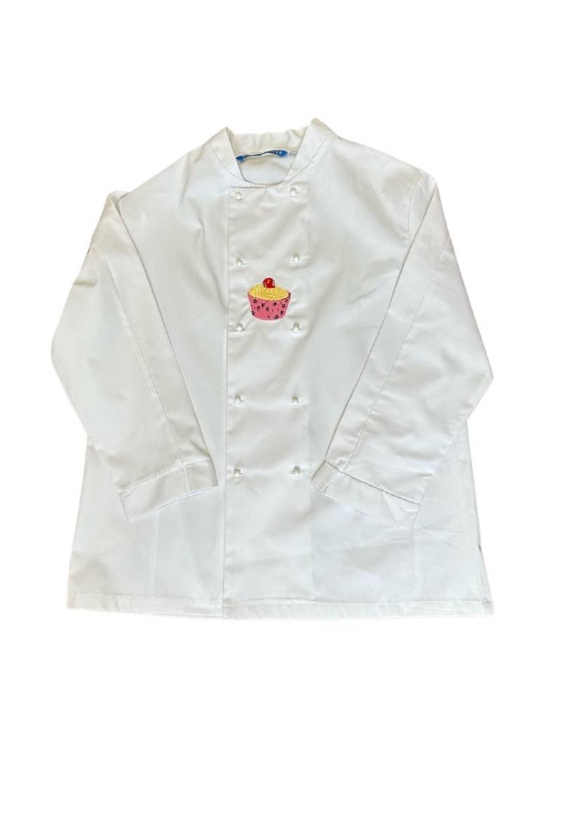 Langarm Kochjacke Bestickt Cupcake Design Weiß | Large Langarm Kochjacke Bestickt Cupcake Design Weiß | Large von AllClassicGifts