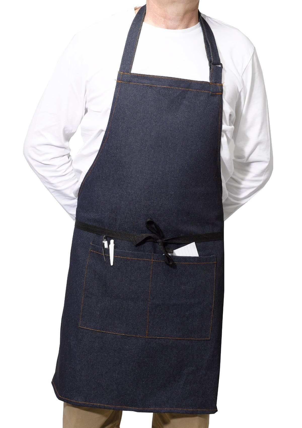Latz Schürze 100% Baumwolle Denim Doppelte Tasche Cafe Gastro Backen Carpenter Pinny | 27 "x 31" von AllClassicGifts