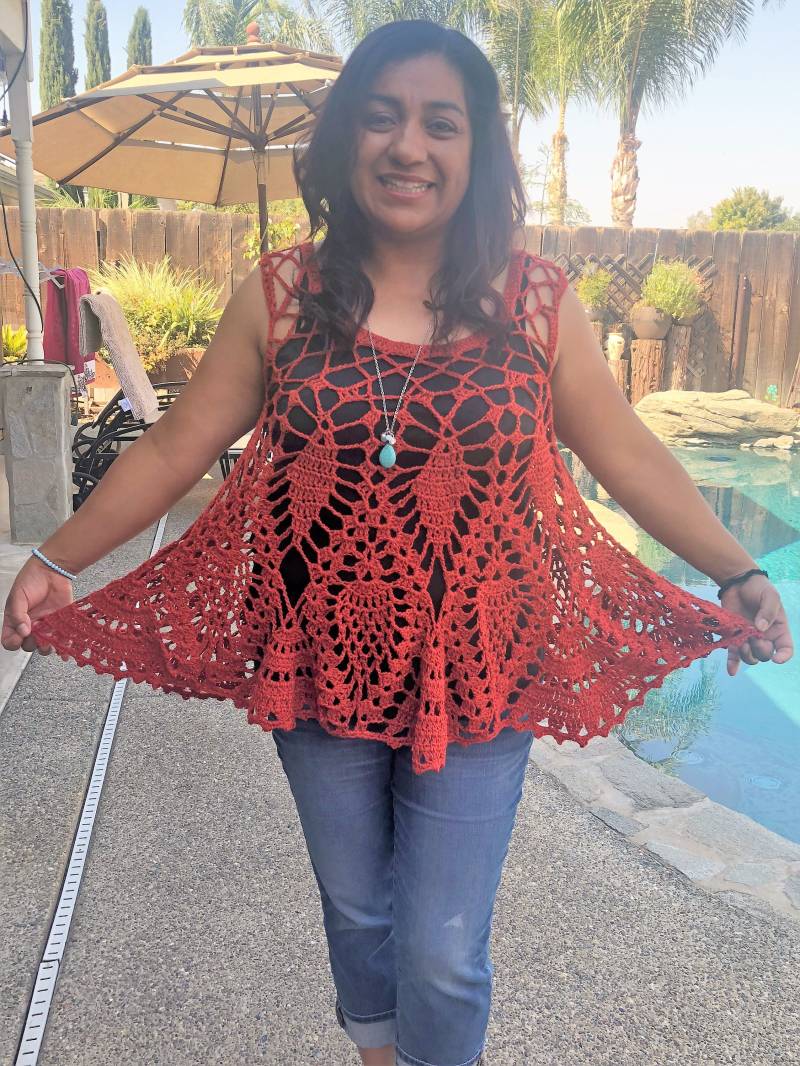 Chevron Häkelbluse Handgemachtes Acryl Strick Top von AllCrochetUSA