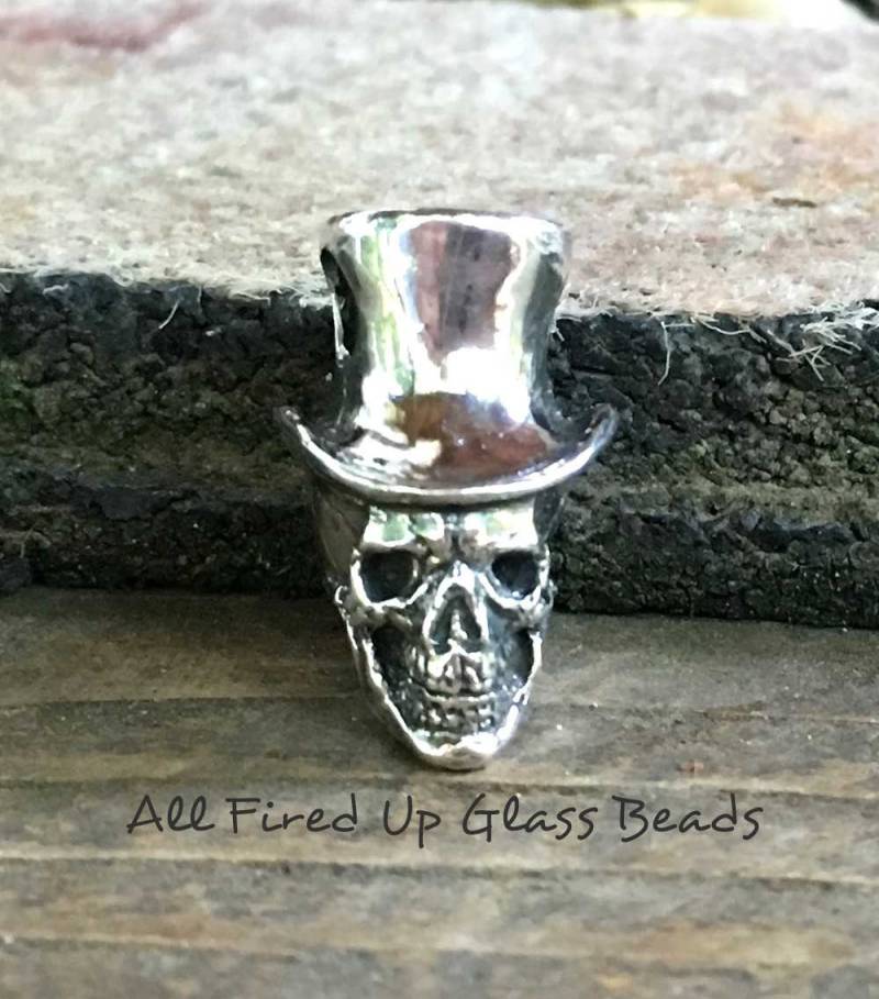 Herr Knochen Sterling Silber Skelett Kopf Zombie Perle Anhänger Charm Herr Knochen Sterling Silber Skelett Kopf Zombie Perle Anhänger Charm von AllFiredUpGlassBeads