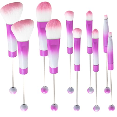 10-teiliges Make-up-Pinsel-Set mit Perlen, zum Selbermachen, Make-up-Pinsel-Set für DIY-Lidschatten-Pinsel (Perlen-Make-up-Pinsel, 10 Stück = 2 Sätze), Tiedye Lila von AllGemDiy