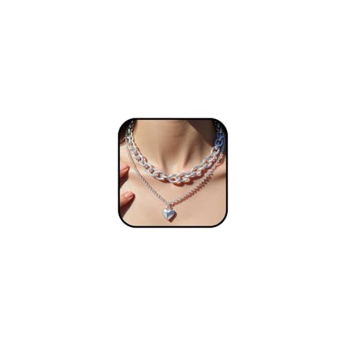 AllJunction Klobige goldene geschwollene Herz-Halsketten für Frauen, trendiges Silber, Statement, große Blasen-Herzform, dicke Kette, Charm-Anhänger, Choker-Halskette, Modeschmuck, Large, Legierter AllJunction Klobige goldene geschwollene Herz-Halsketten für Frauen, trendiges Silber, Statement, große Blasen-Herzform, dicke Kette, Charm-Anhänger, Choker-Halskette, Modeschmuck, Large, Legierter von AllJunction